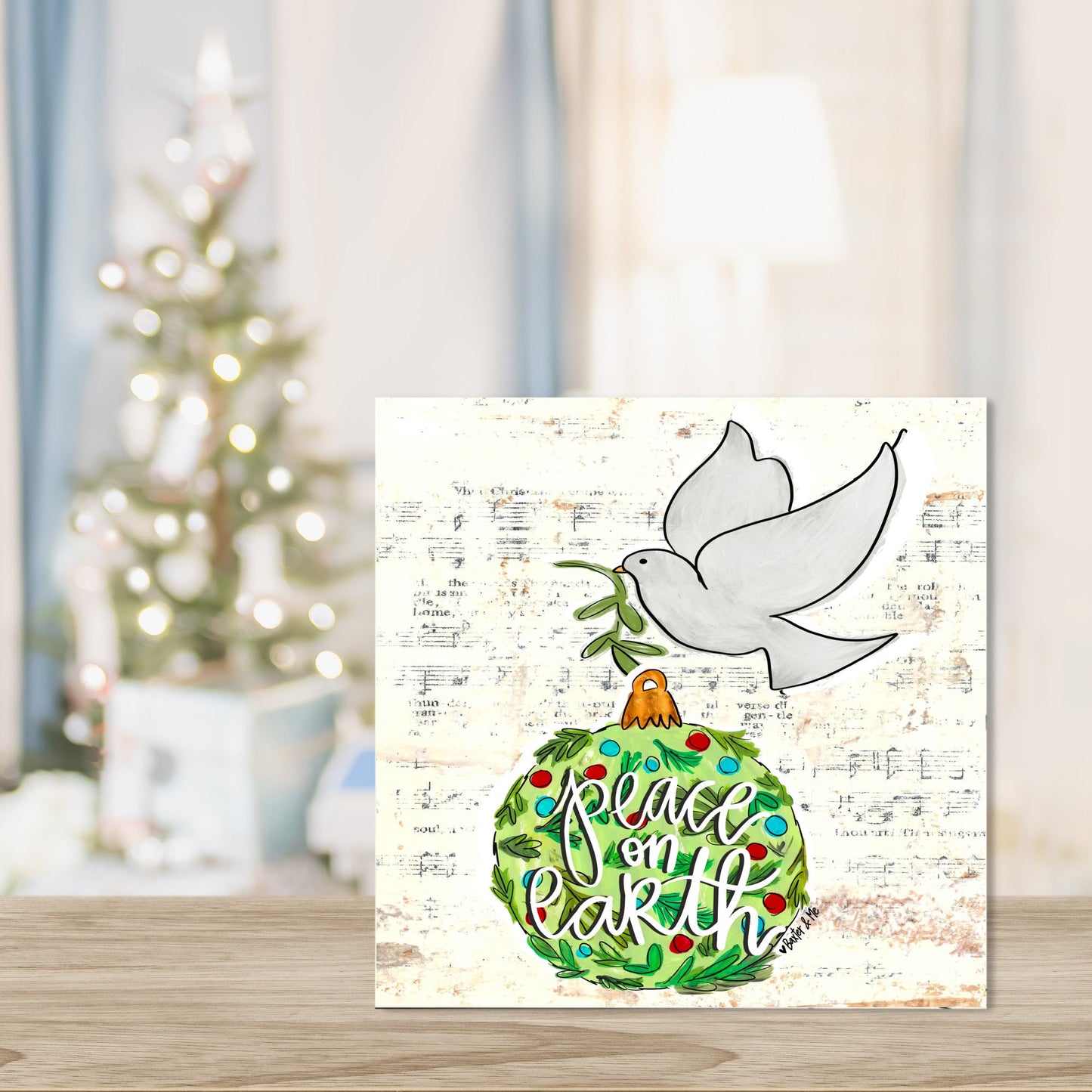 Peace on Earth Dove Ornament Wrapped Canvas