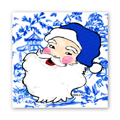 Blue Willow Santa Wrapped Canvas