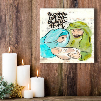 O come Let Us Adore Him Nativity Wrapped Canvas