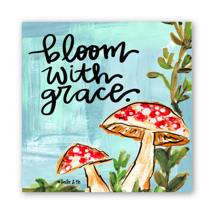 Bloom with Grace Mushroom Wrapped Canvas