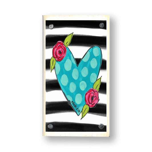 Striped Floral Heart Happy Block