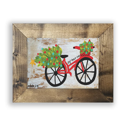 Joy Peace Love Bike - Framed Art, 8" x 10"
