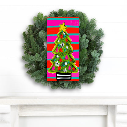 Funky Red Pink Tree Wrapped Canvas