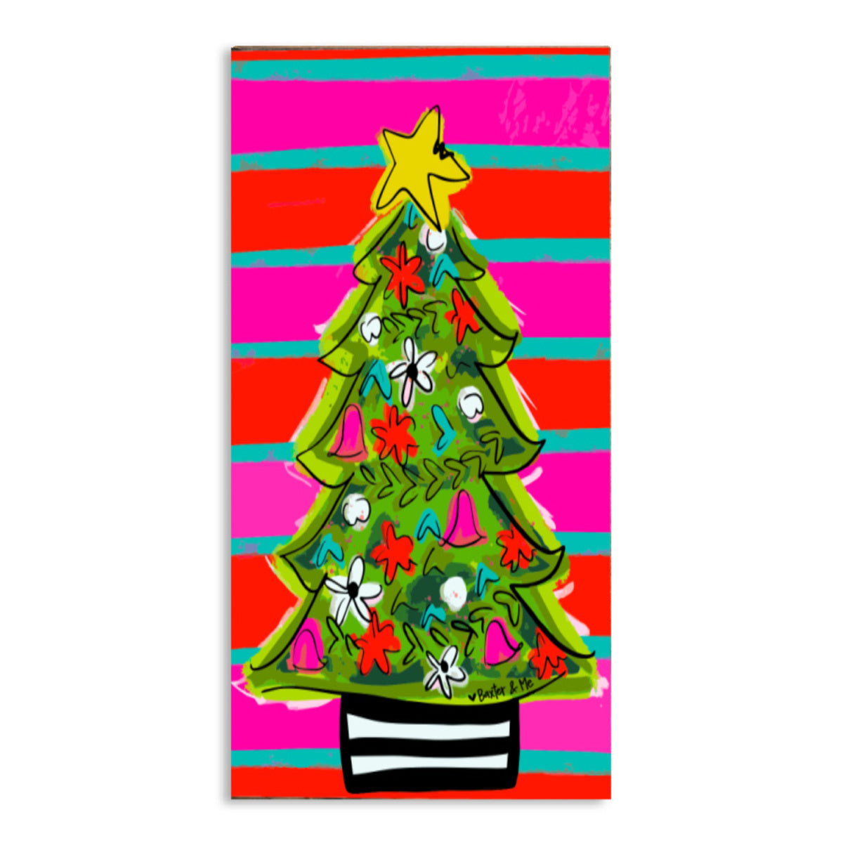 Funky Red Pink Tree Wrapped Canvas