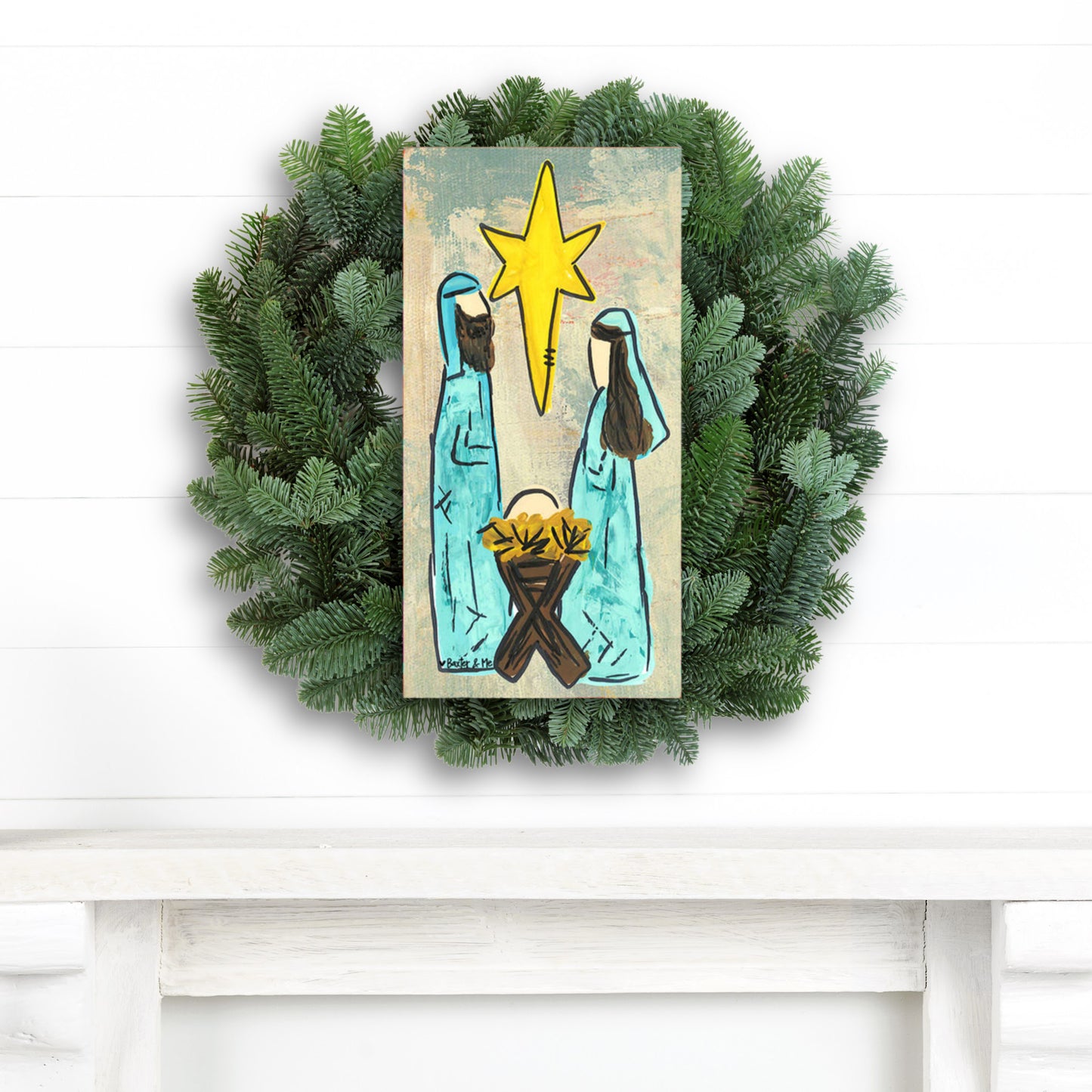 Blue Nativity - Wrapped Canvas