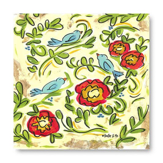 Cream Floral - Wrapped Canvas