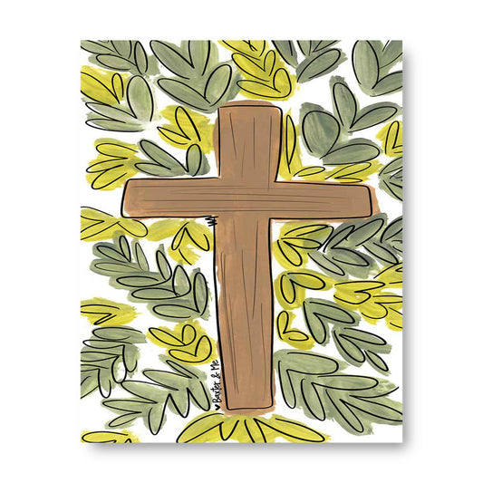 Greenery Cross - Wrapped Canvas