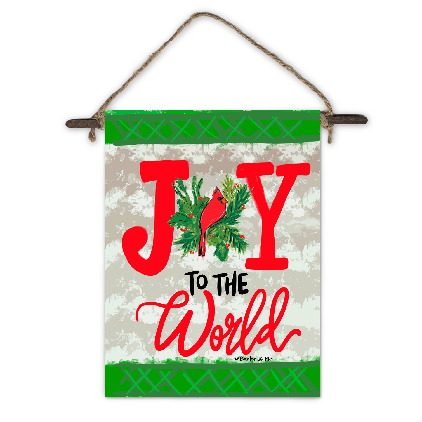 Joy to the World Red Bird Mini Wall Hanging