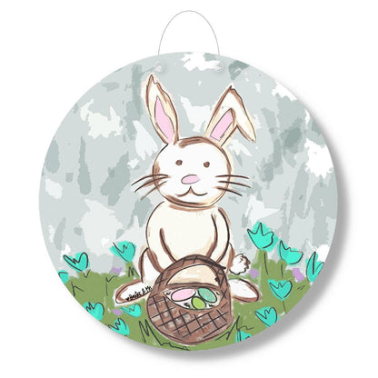Bunny With Basket Door Hanger