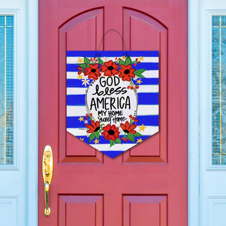 God Bless America My Home Door Hanger