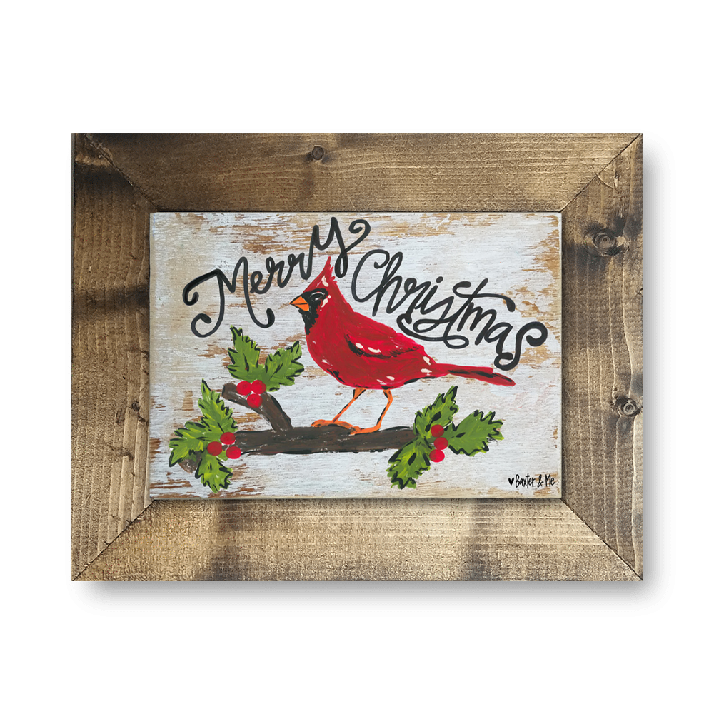 Merry Christmas Cardinal - Framed Art