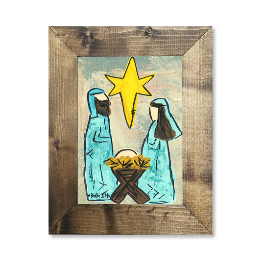Blue Nativity - Framed Art