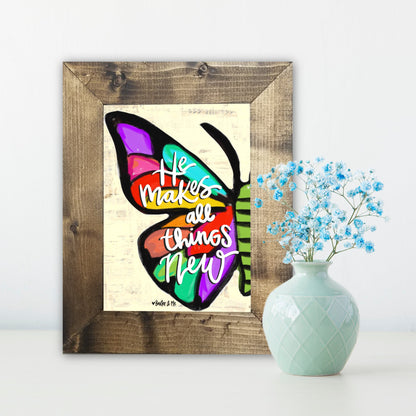 He Makes All Things New Butterfly Framed Art - 8" x 10"