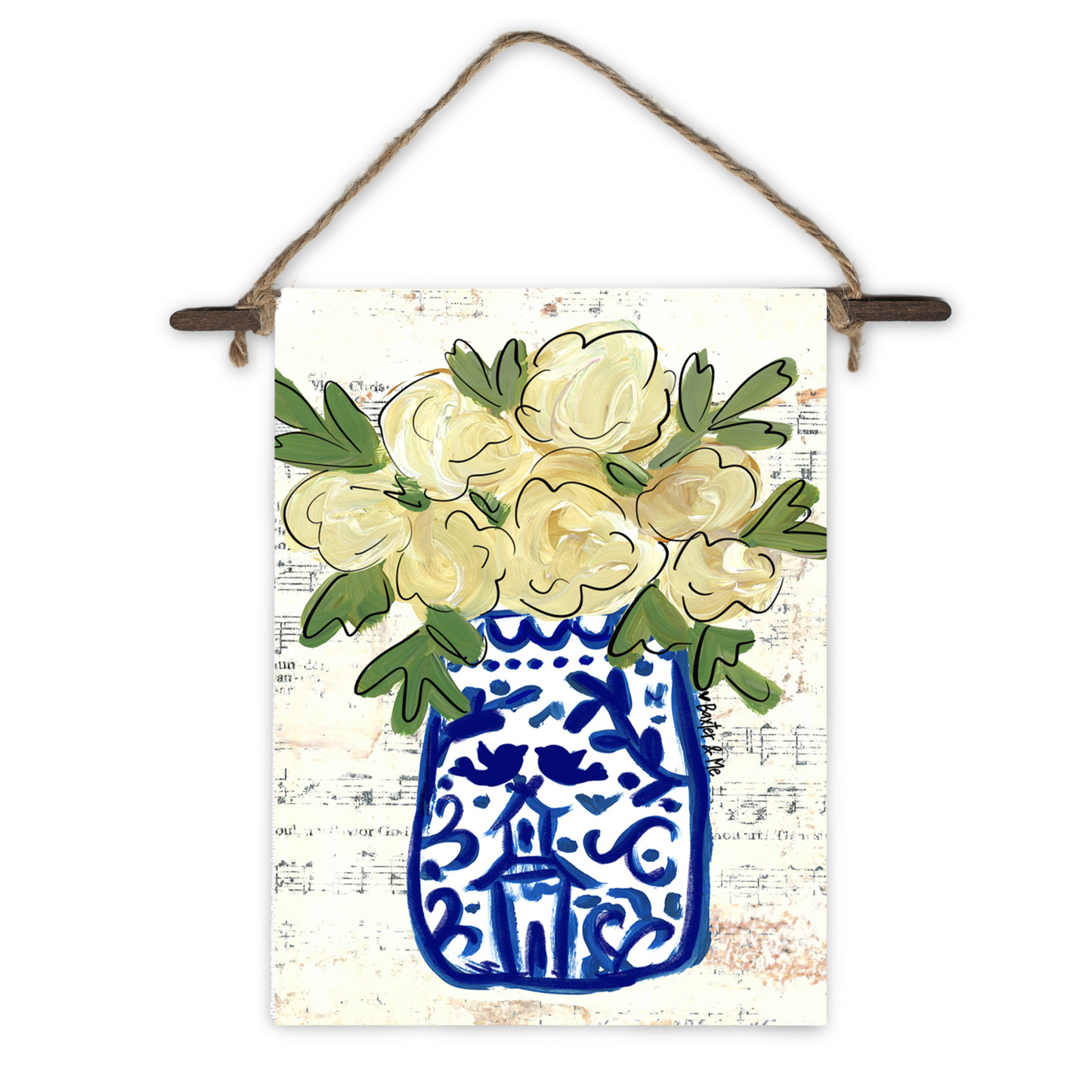 Blue Willow Vase Mini Wall Hanging