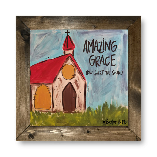Amazing Grace How Sweet the Sound - Framed Art, 12" x 12"