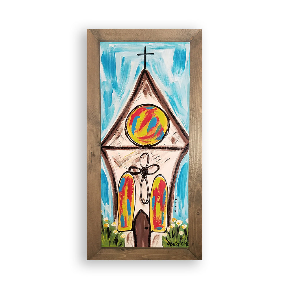 Colorful Church - Framed Art; 12" x 24"