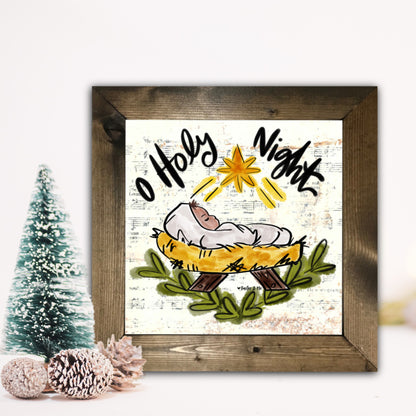 O Holy Night Baby - Framed Art