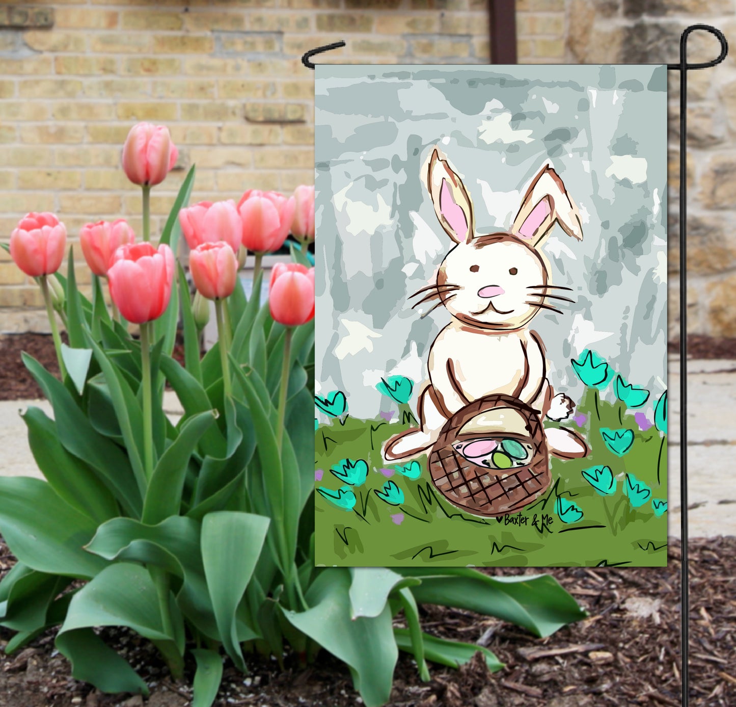 Bunny With Basket Garden Flag