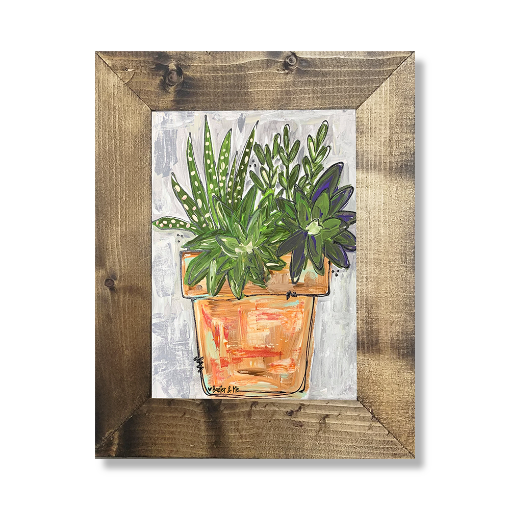 Succulent Mixed Planter - Framed Art, 8" x 10"