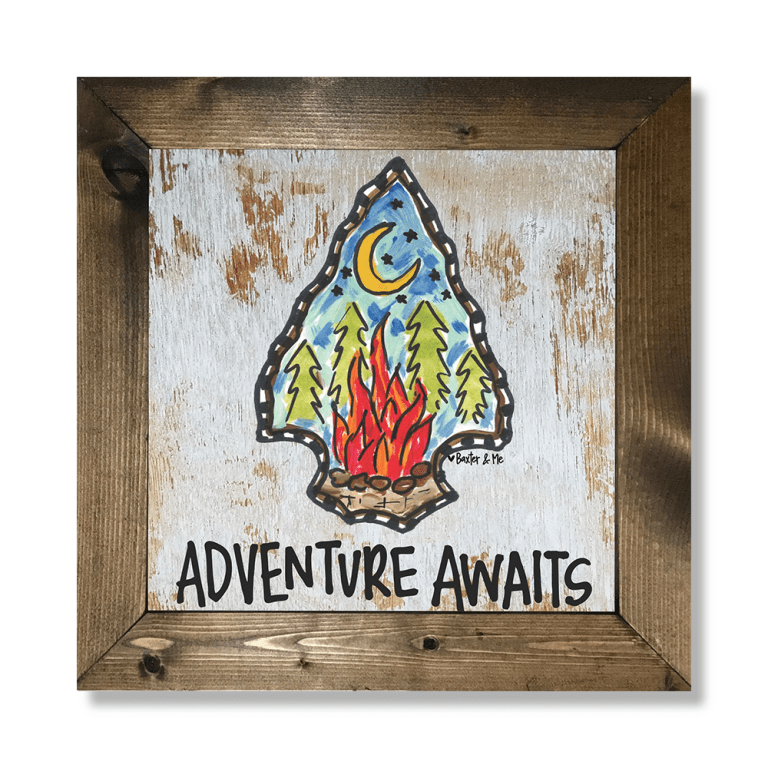 Adventure Awaits Arrowhead - Framed Art; 12" x 12"