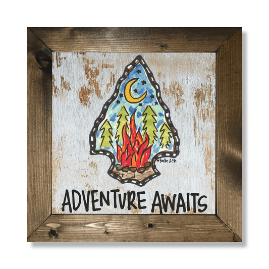 Adventure Awaits Arrowhead - Framed Art; 12" x 12"