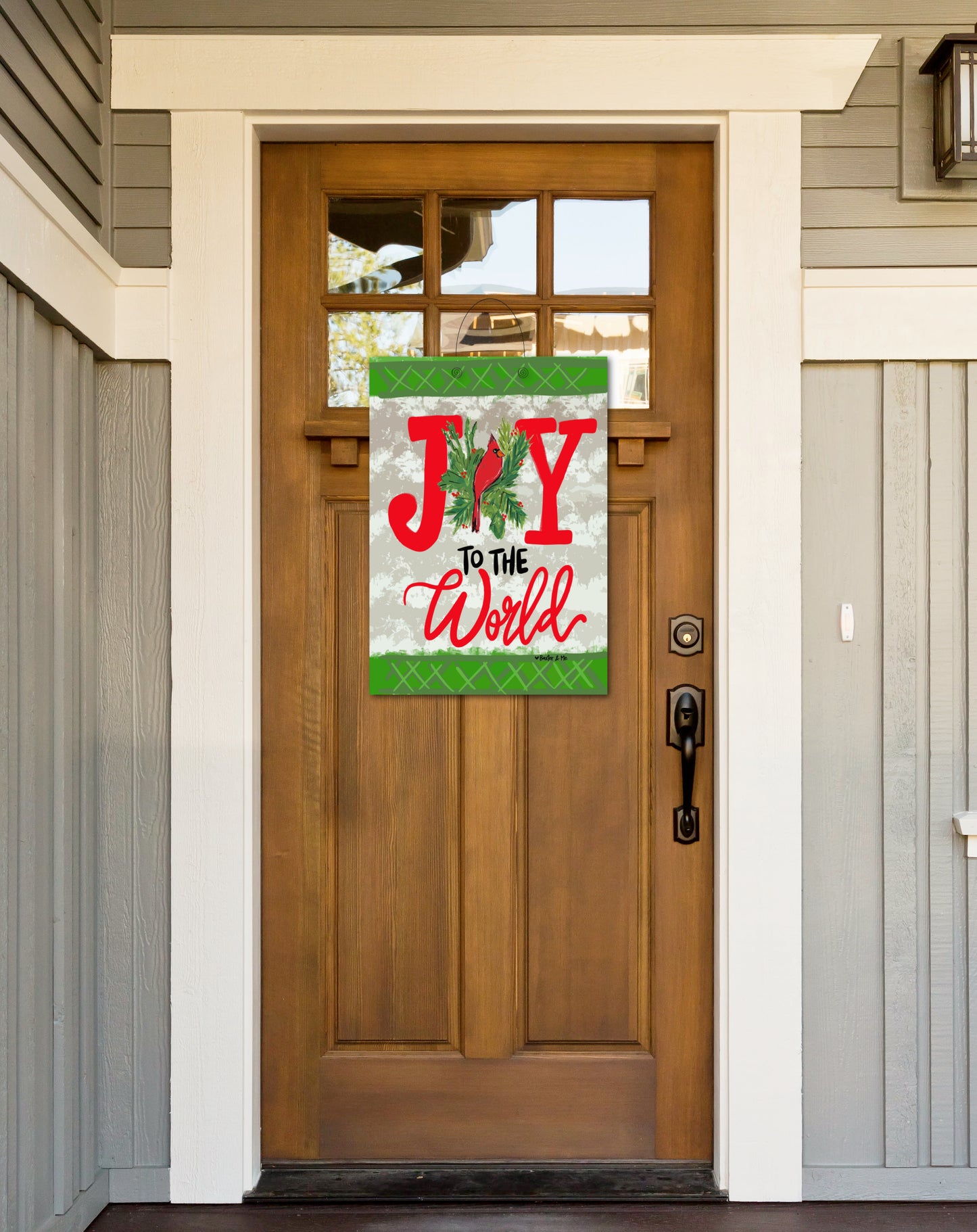 Joy to the World Red Bird Door Hanger