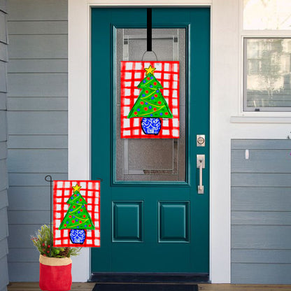 Red Check Christmas Tree Door Hanger