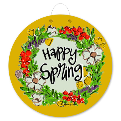 Yellow Spring Wreath Door Hanger