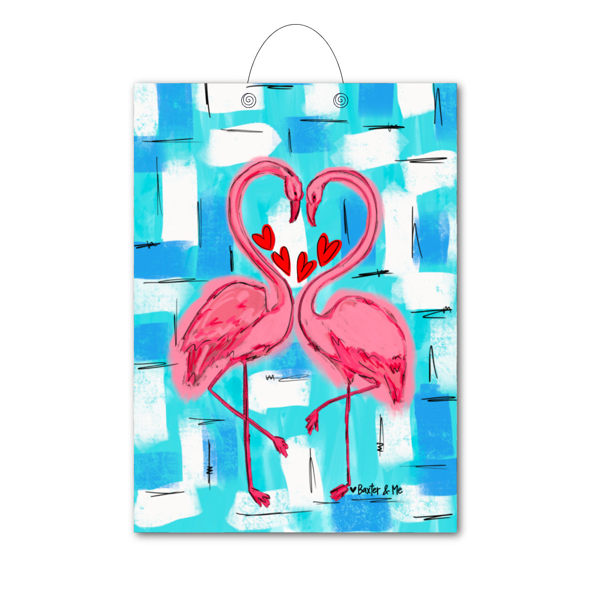 Flamingo Heart Door Hanger