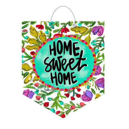 Home Sweet Home Purple Floral Door Hanger