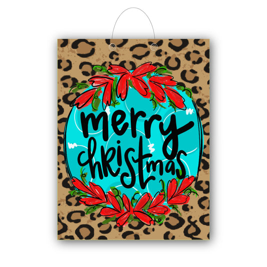 Merry Christmas Cheetah Door Hanger