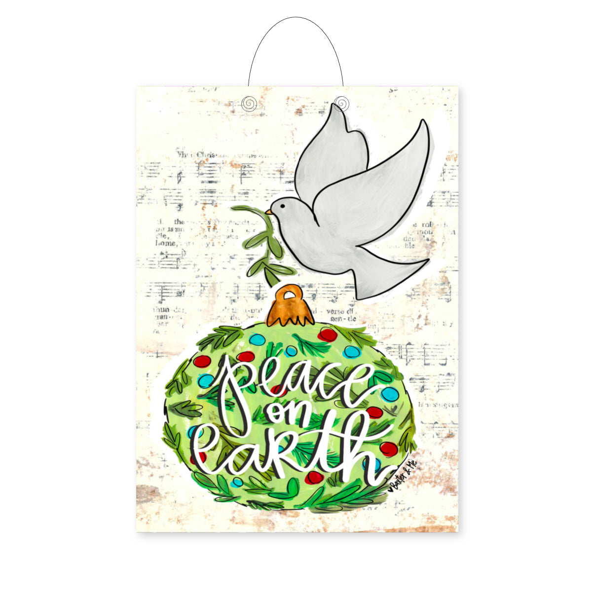 Peace on Earth Dove Ornament Door Hanger