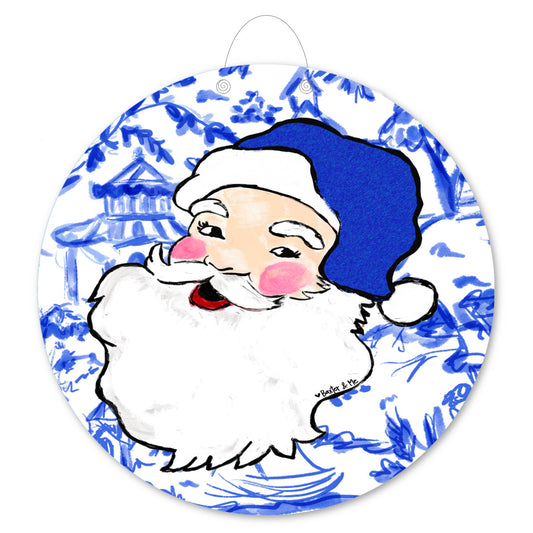 Blue Willow Santa Door Hanger