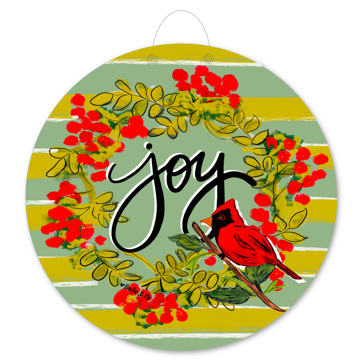 Joy Cardinal Door Hanger