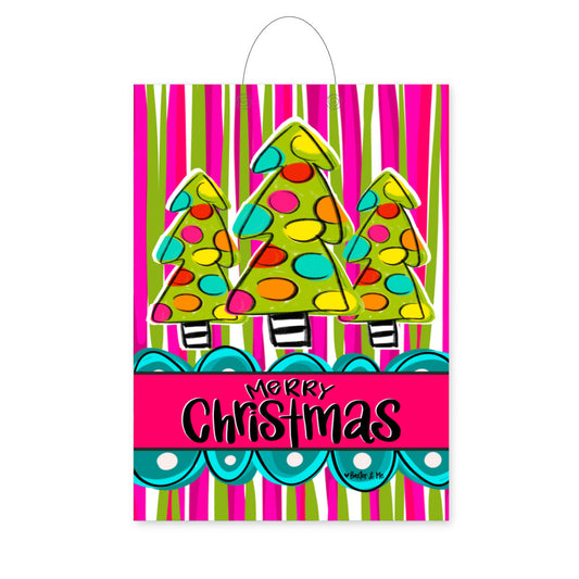 Funky Striped Christmas Tree Trio Door Hanger