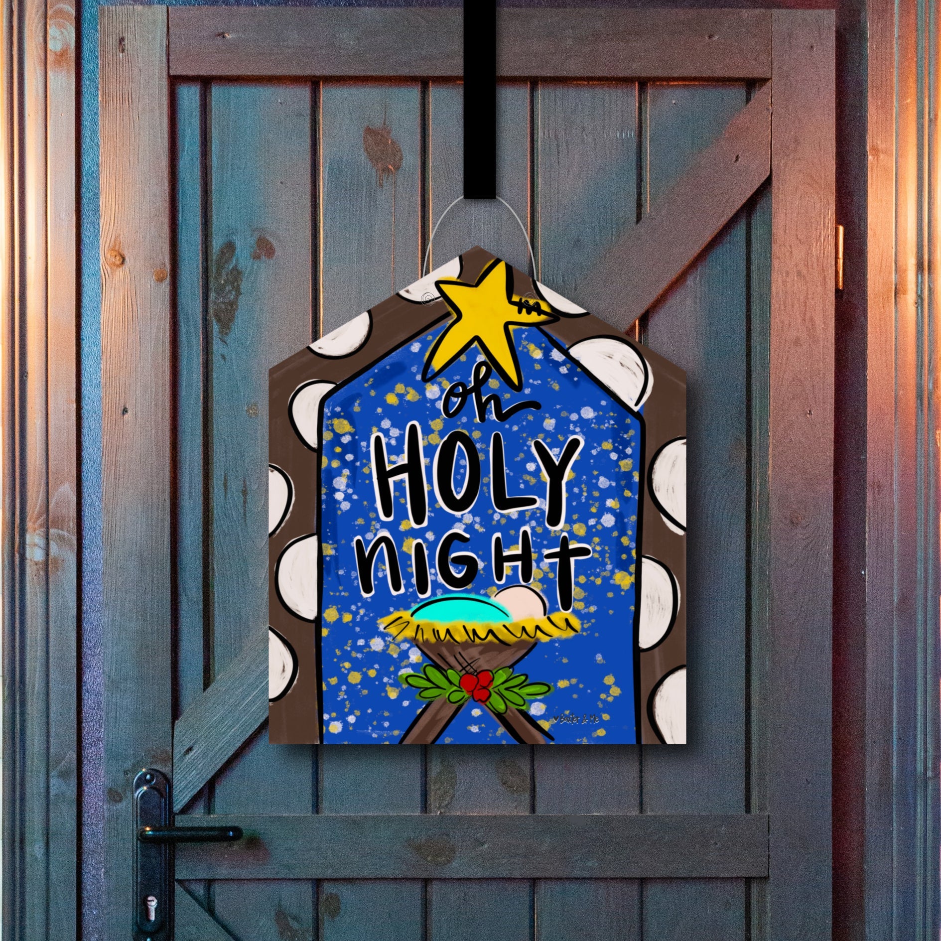 Oh Holy Night, Holiday door sign, Holiday door hanger, Home sign, Front door sign, Door decor, Wood order door hanger, Christmas gift