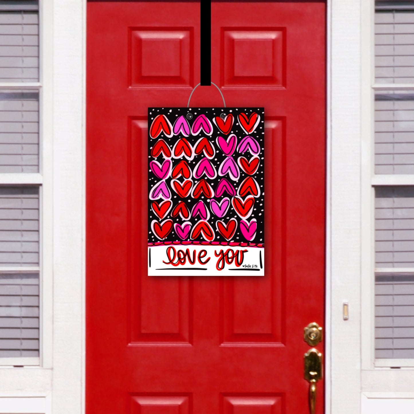 Love You Funky Hearts Door Hanger
