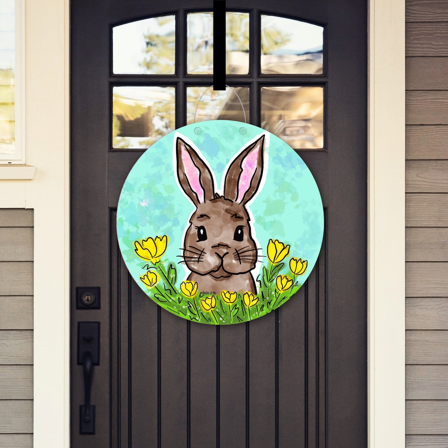 Bunny in Yellow Flowers Door Hanger