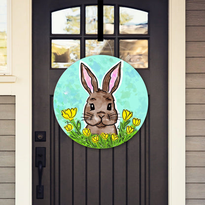 Bunny in Yellow Flowers Door Hanger