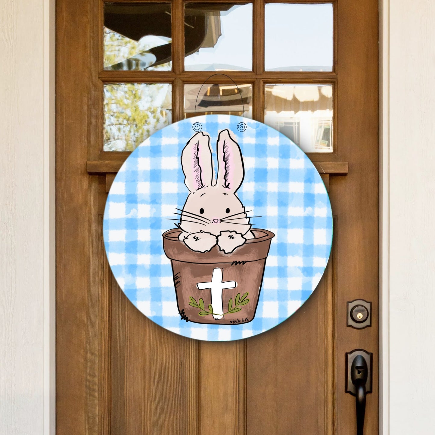 Bunny in Cross Pot Door Hanger
