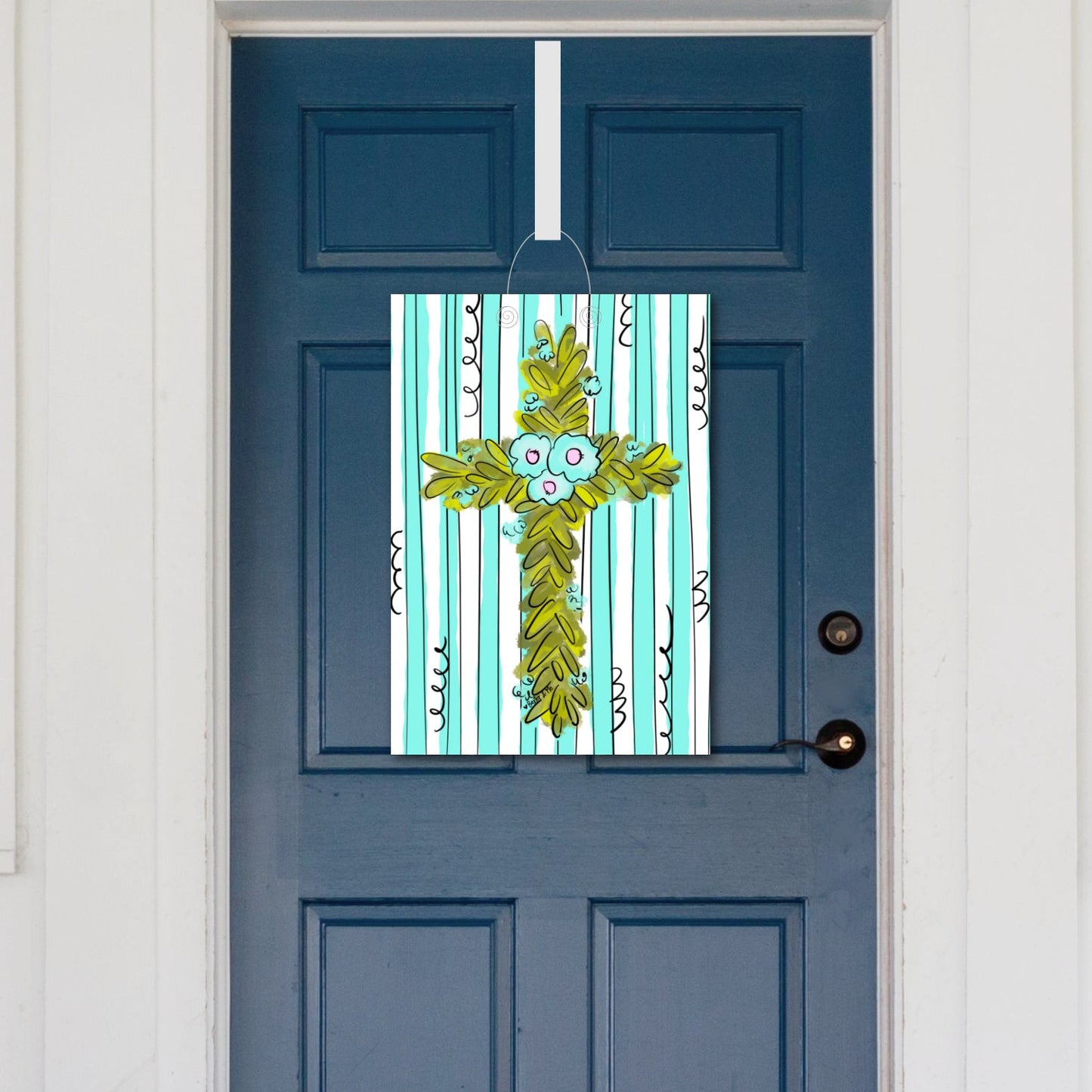 Striped Greenery Cross Door Hanger