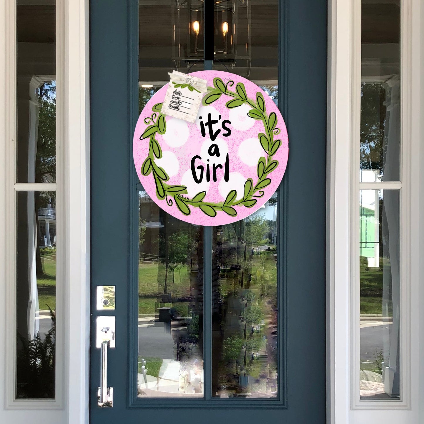 It's a Girl Plus Announcement Tag Door Hanger