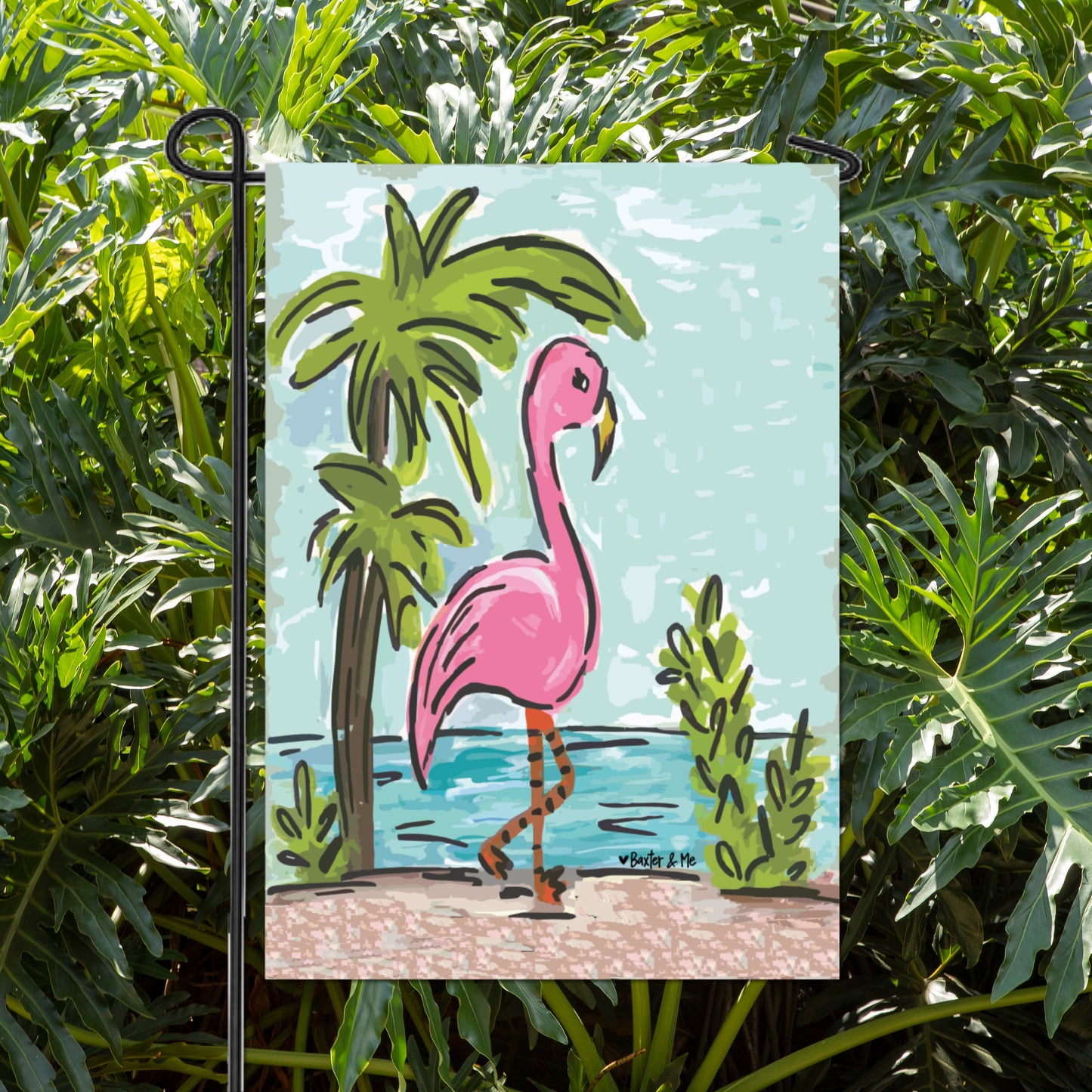 Palm Tree Flamingo Garden Flag