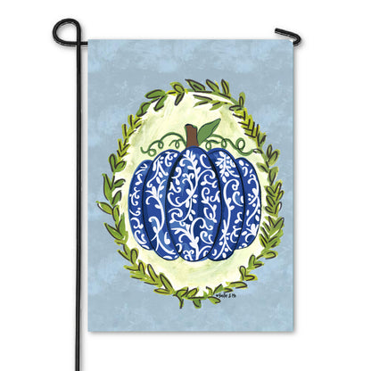 Blue Chinoiserie Pumpkin Garden Flag