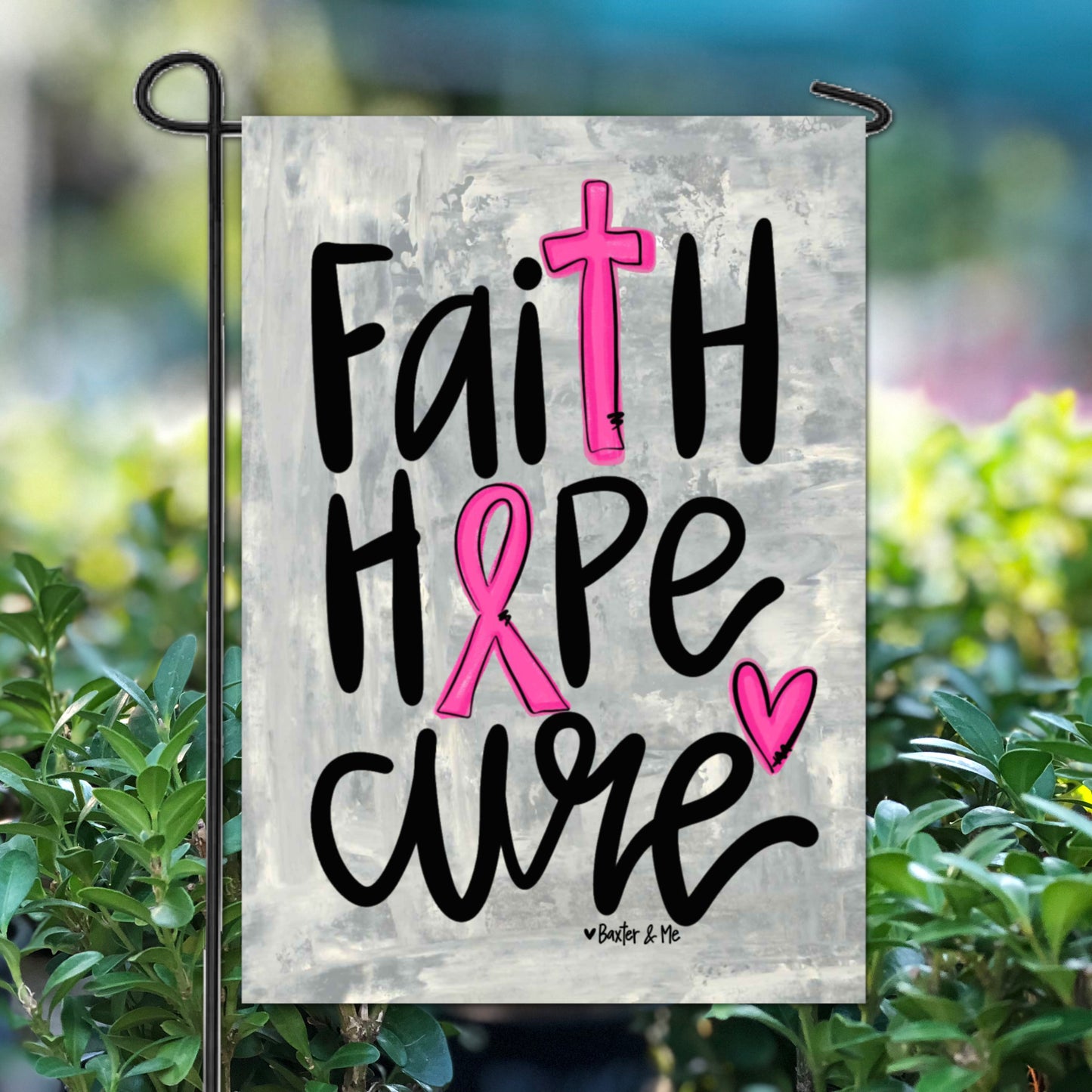 Faith Hope Cure Garden Flag