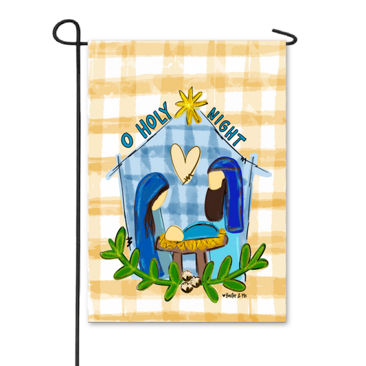 Nativity O Holy Night Cotton Garden Flag