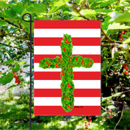 Red White Cross Garden Flag