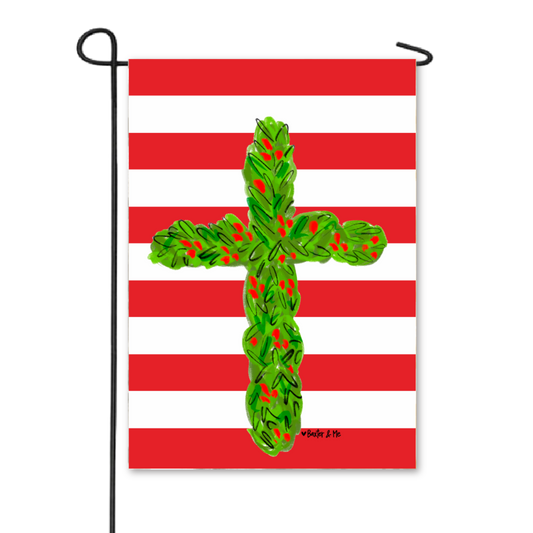 Red White Cross Garden Flag