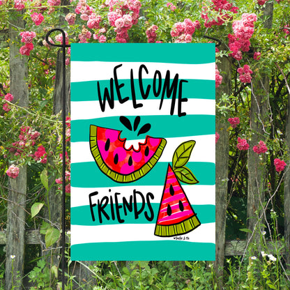 Watermelon Friends Garden Flag