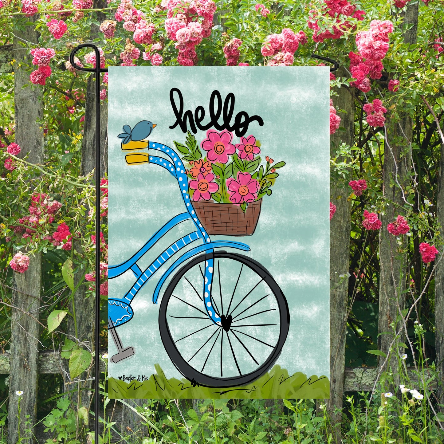 Hello Bike Garden Flag